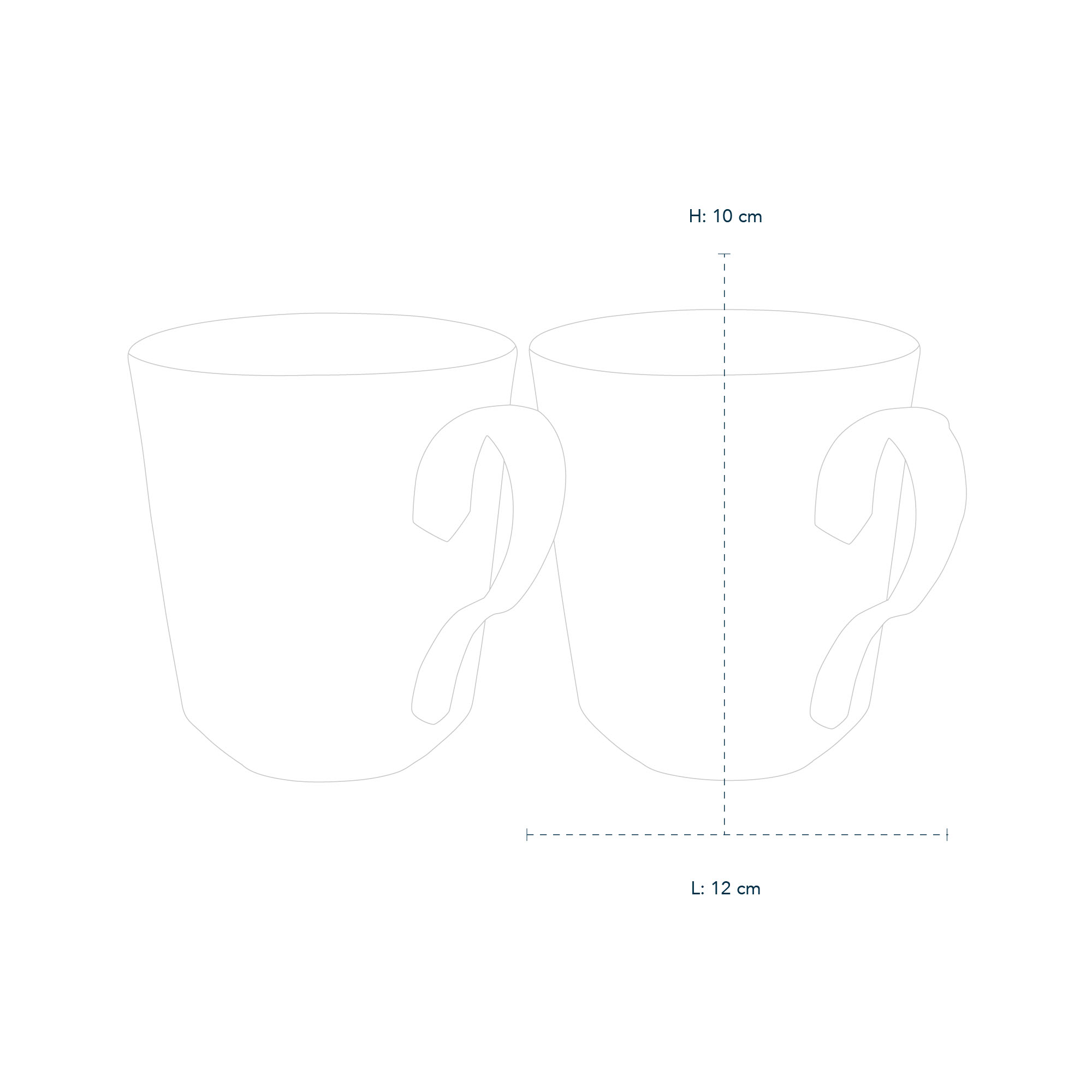 Line Drawing of Blue Fluted Mega Mug 37cl 2pc
